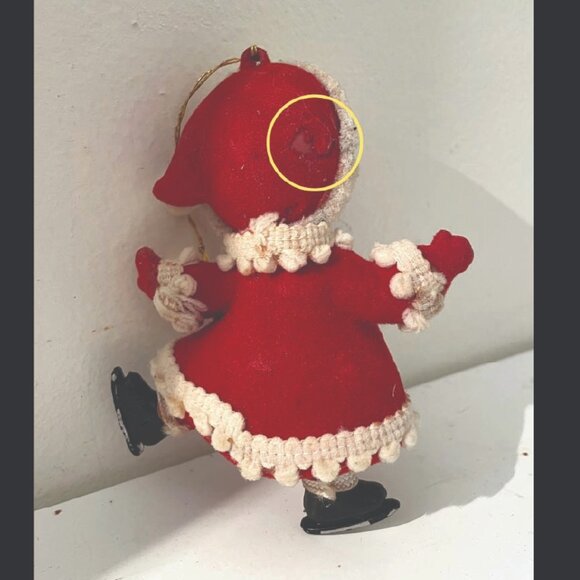 Vintage Flocked Mrs. Claus Ornament – 4.25" - Picture 3 of 4